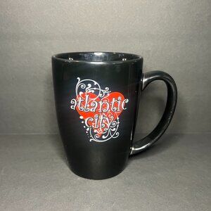 Souvenir Black Ceramic Atlantic City Borgata Red Heart Graphic Coffee Mug Cup